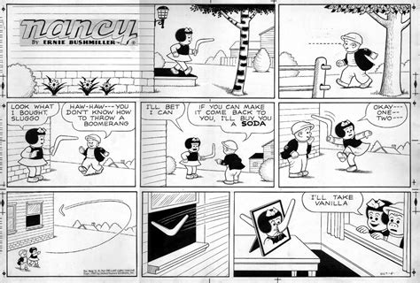 BUSHMILLER -Nancy Sunday 10/7 1957, Nancy and Sluggo, boomerong, in ...