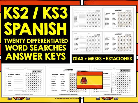 SPANISH DAYS MONTHS SEASONS WORD SEARCHES | Teaching Resources