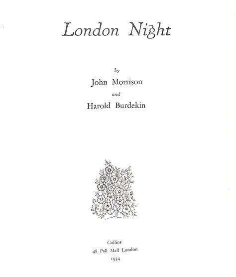 London Night by MORRISON, John and BURDEKIN, Harold: Very Good ...