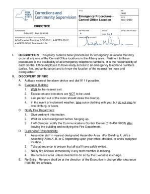 Fillable Online doccs ny DIRECTIVE Emergency Procedures - Central ...