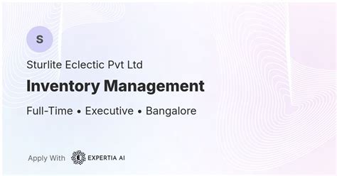 Inventory Management Job | Bangalore | Executive
