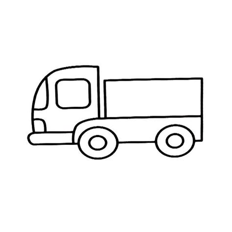 卡车简笔画_画货车的简笔画法 - 育才简笔画