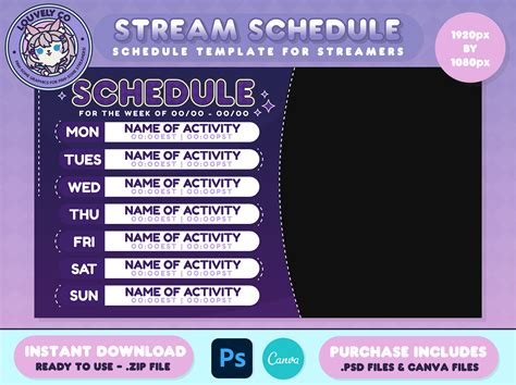 Vtuber Schedule Template