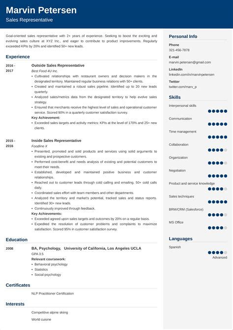 Sales Representative Resume Examples & Template for 2026