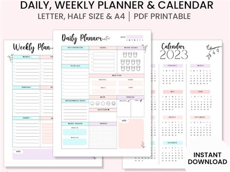 Daily Planner Weekly Planner 2023 Calendar Planner Set - Etsy