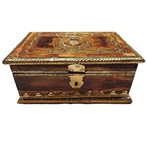 The Bombay Store - Wooden Box with Brass Fitting : Amazon.in: Home ...