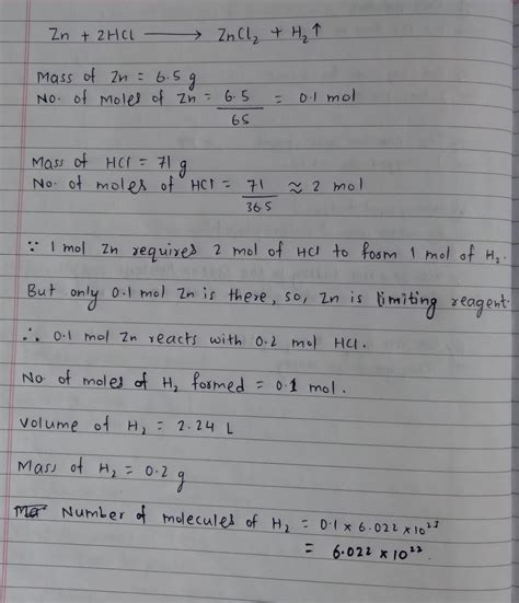 Calculate the volume, mass and number of molecules of hydrogen ...