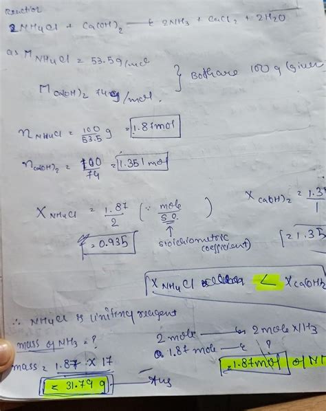 Ammonia gas can be produced by heating together the solid NH4Cl and Ca ...