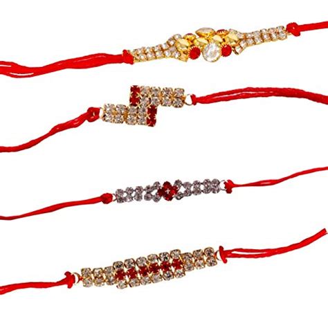 Buy SUNINOW RAKSHBANDHAN SPECIAL RAKHI COMBO PACK OF 4 DESIGNER GOLDEN ...