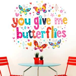 Design Wall 65 cm Attractive Butterflies with Art and Quote Self ...