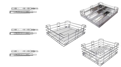 Steel Gold Modular Kitchen Baskets set of 3 | Stainless Steel Kitchen ...