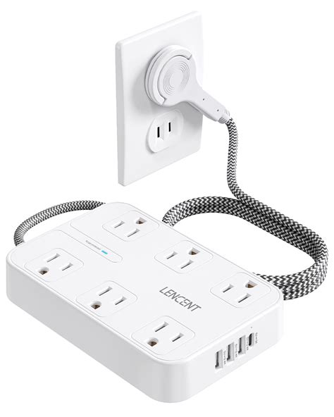 LENCENT 2 Prong Power Strip, 6ft Cord, 3 to 2 Prong Adapter, 6 AC&4 USB ...
