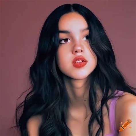 Olivia rodrigo with black hair in a 90s aesthetic on Craiyon