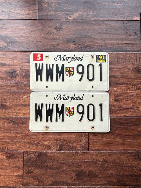 License Plate Maryland, Maryland License Plate Pair, Old Maryland ...