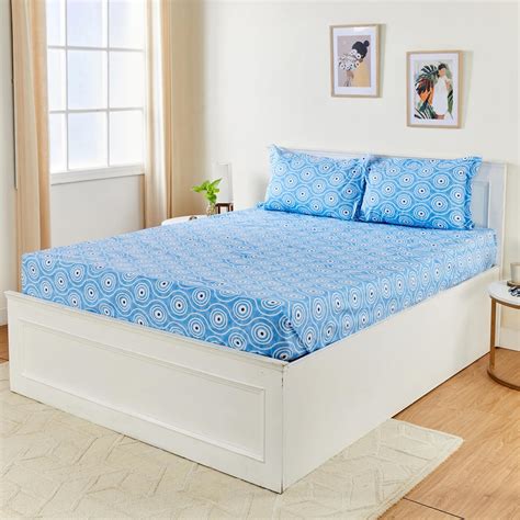 Amazon Brand - Solimo Geometric 144 TC Cotton King Size Bedsheet (Blue ...
