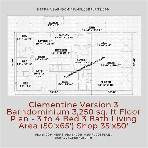 Clementine 50x100 Barndominium Floor Plan - Barndominium Floor Plans ...