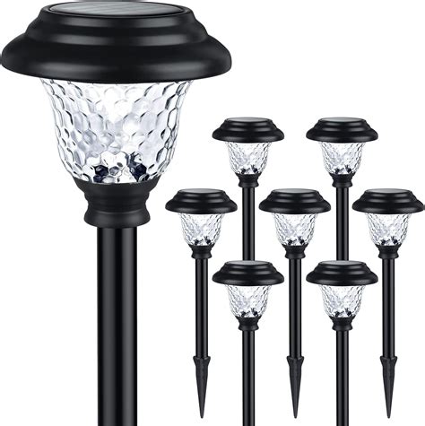 Balhvit Glass Solar Lights Outdoor, 8 Pack Super Bright Solar Pathway ...