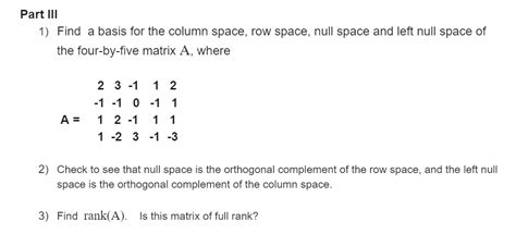 Image result for Left Null Space Example Rectangular Matrix