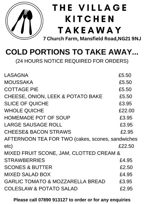THE VILLAGE KITCHEN TAKEAWAY MENU… – THE VILLAGE KITCHEN