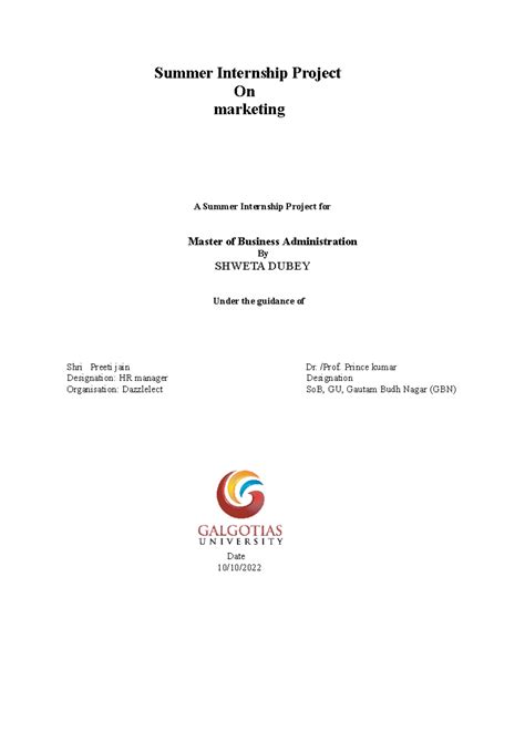 MBA Summer Internship Project Report on Digital Marketing at Dazzlelect ...