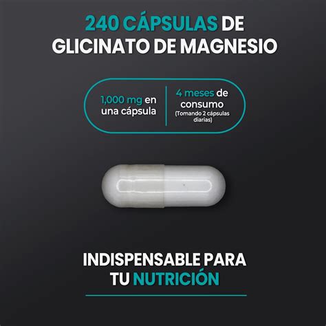 Glicinato de magnesio puro 500 mg para aliviar el estrés, complejo de magnesio calmante 240 ...