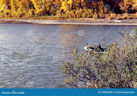 Yenisey River. Beautiful Siberian Rivers and Blue Sky Stock Image ...
