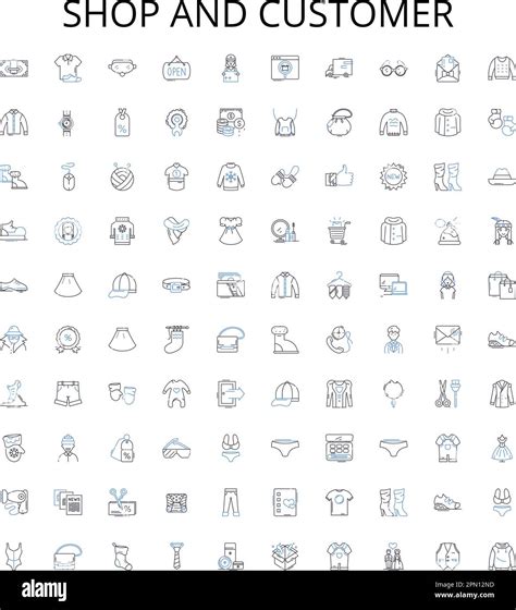 Shop and customer outline icons collection. Shop, Customer, Shopping, Buyer, Store, Purchaser ...