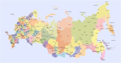 Political map of russia with cities