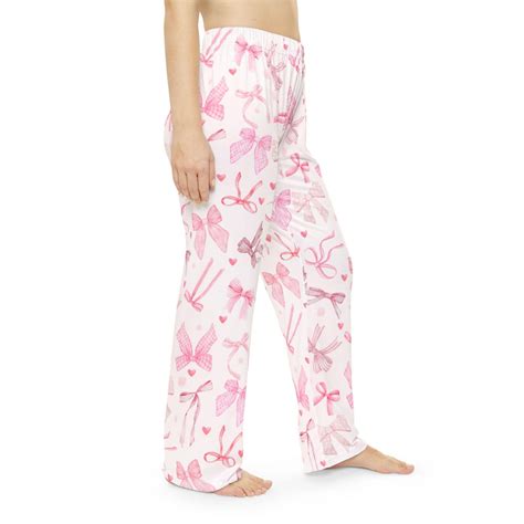 Pink Bows Women's Pajama Pants, Hearts Sleepwear, Comfy Lounge Bottoms ...
