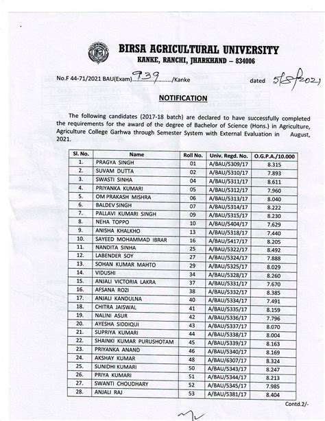 Notification of Result of B. Sc. (Hon's) in Agriculture (Batch: 2017-2018), Faculty of ...