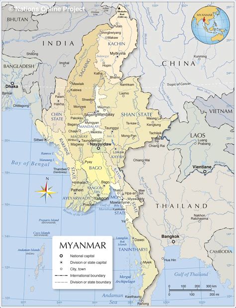 Administrative Map of Myanmar - Nations Online Project