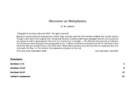 Leibniz 1686d - Discourse on Metaphysics G. W. Leibniz Copyright ...