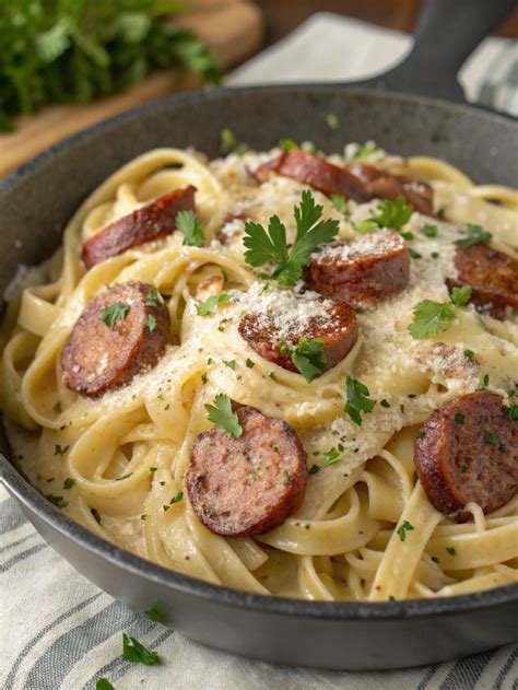 Cajun Smoked Sausage Alfredo Pasta - Trending Dishes