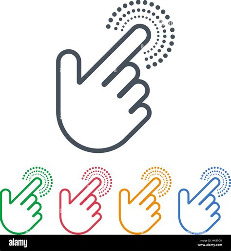 Vector design of click icons with hand cursors. Hand is pushing the ...