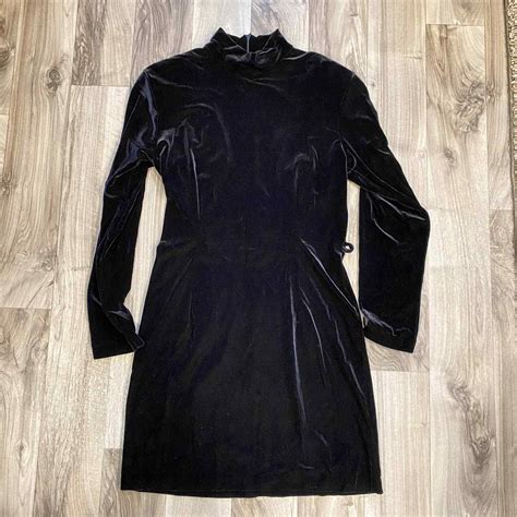 Scarlett Black Velvet Mock Turtleneck Dress - Gem