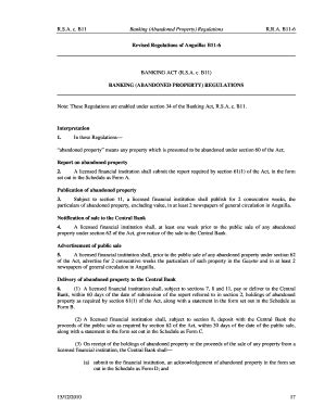 Fillable Online Banking (Abandoned Property) Regulations Fax Email ...
