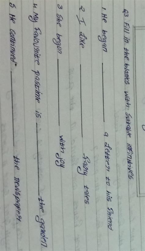 Fill in the blanks with suitable infinitives - Brainly.in