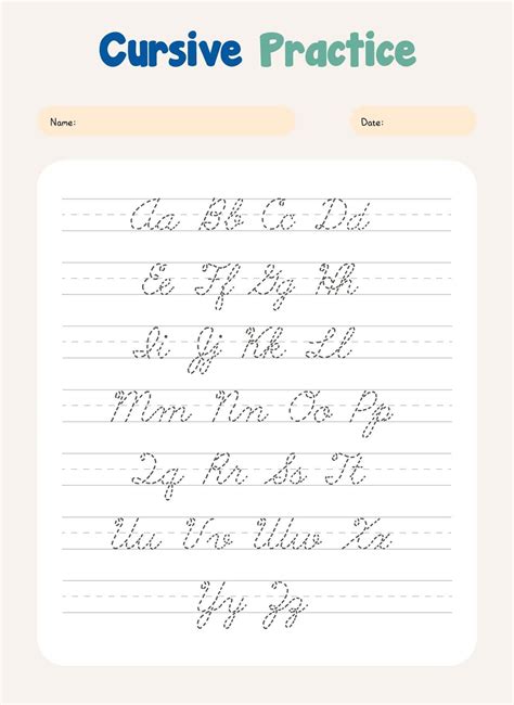 Printable Cursive Letter Practice Worksheets – PrintableLib