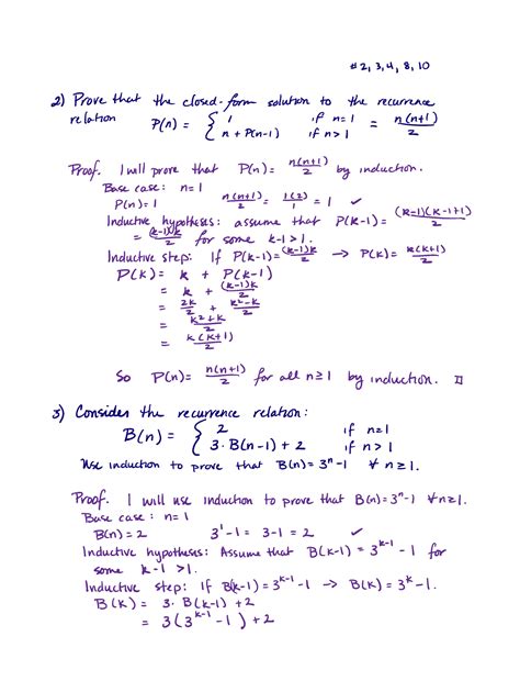 3.2 Closed Form Solutions and Induction Solutions - 2 3,4 8 10 2 Prove ...