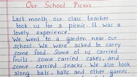 Write a short essay on Our School Picnic | Our School Picnic Essay | English