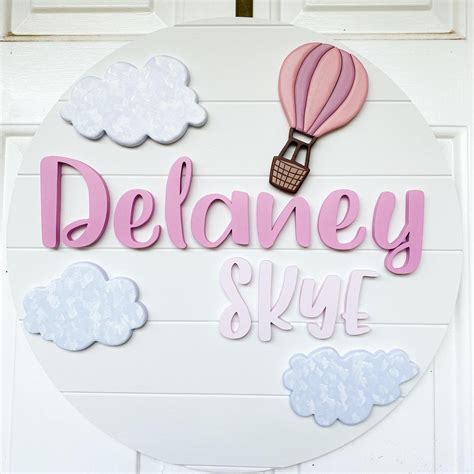 Hot Air Balloon Name Sign Air Balloon Nursery Sign Sky - Etsy
