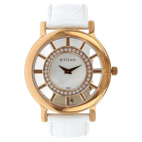 Buy Online Titan Quartz Analog Mother of Pearl Dial Leather Strap Watch ...