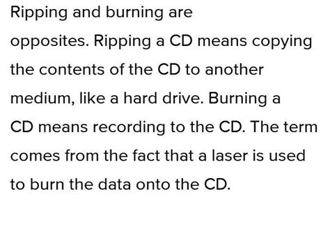 burning cd and ripping a cd are two entirely different operations true ...
