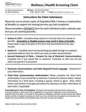 Wellness Health Screening Claim Form - Fill and Sign Printable Template ...