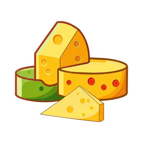 Premium Vector | A cartoon drawing of cheeses vector with different colors