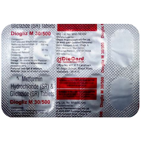 Buy Diogliz M 30 mg/500 mg Tablet 10's online | Uses, Side Effects ...