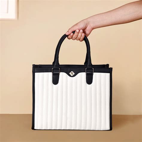 Classic Chic Black And White Tote Bag With Sling Online - Premium Tote ...