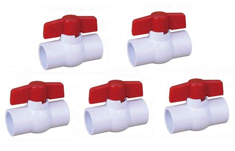 Buy [5 Pack] 1' PVC Ball Valves, PVC Valves Ball Valve Water Shut Off ...