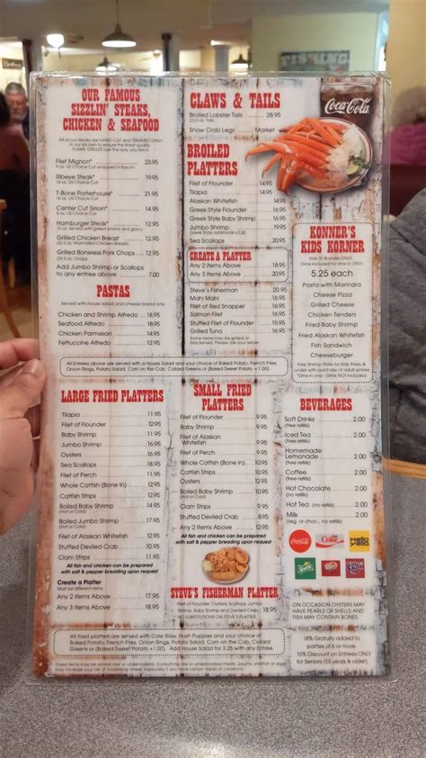 Menu at Captain Steve's Family Seafood Restaurant in Fort Mill, SC ...