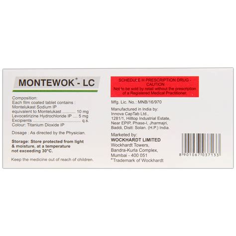 Montewok-LC Tablet 10's Price, Uses, Side Effects, Composition - Apollo ...